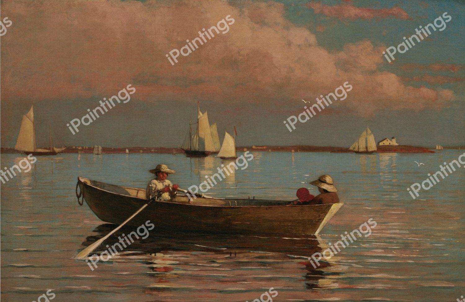 Boating on Gloucester Harbor. The painting by Winslow Homer