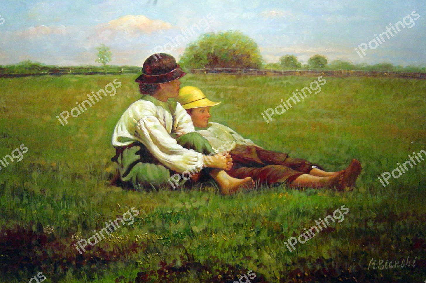 Boys in a Pasture. The painting by Winslow Homer