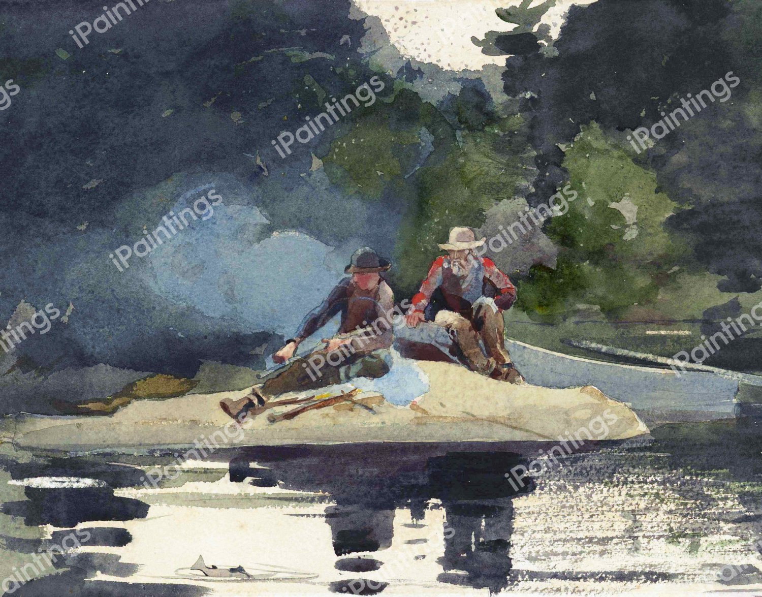 Building a Sludge. The painting by Winslow Homer
