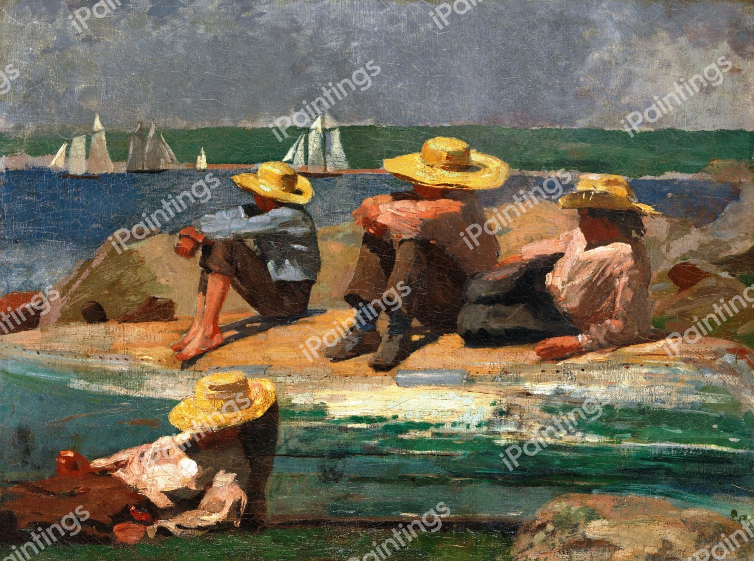 Children on the Beach (Watching the Tide Go Out and Watching the Boats). The painting by Winslow Homer