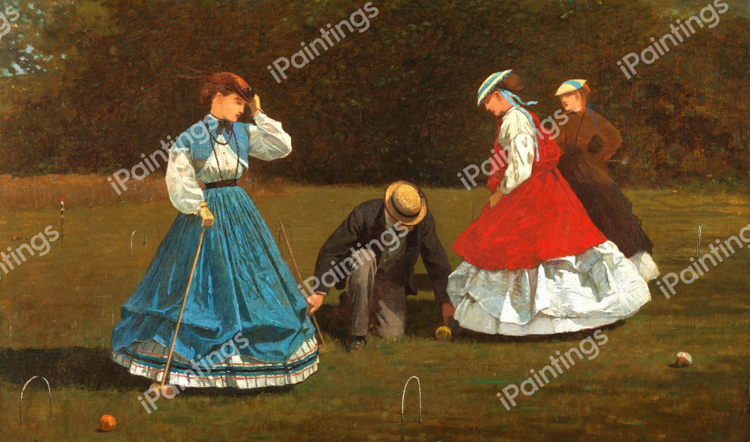 Croquet Scene. The painting by Winslow Homer