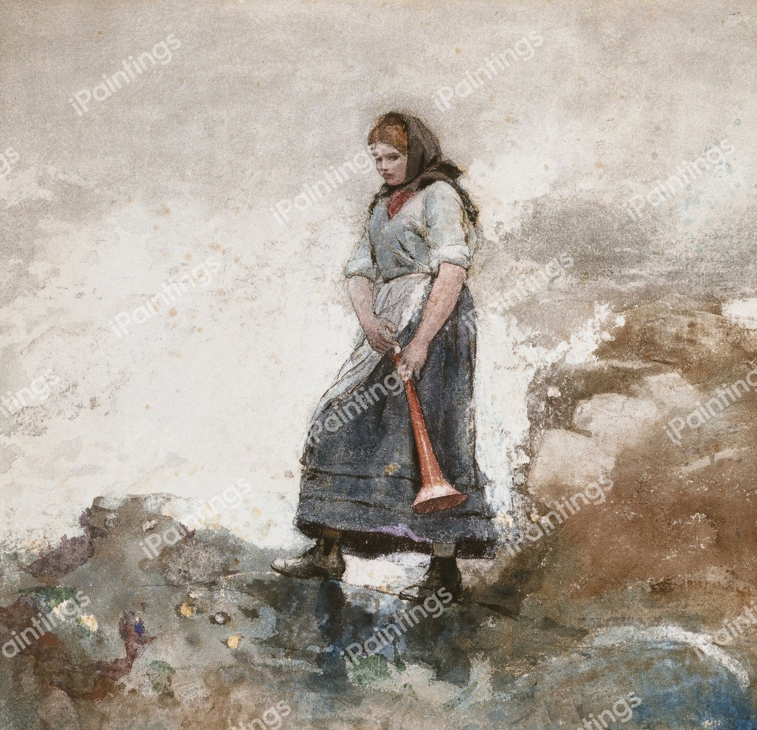 Daughter of the Coast Guard. The painting by Winslow Homer