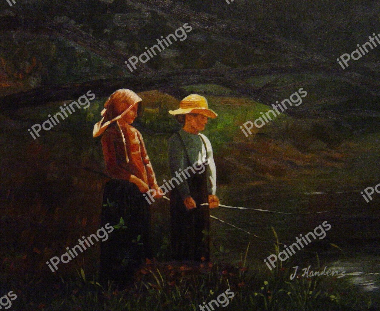 Fishing. The painting by Winslow Homer