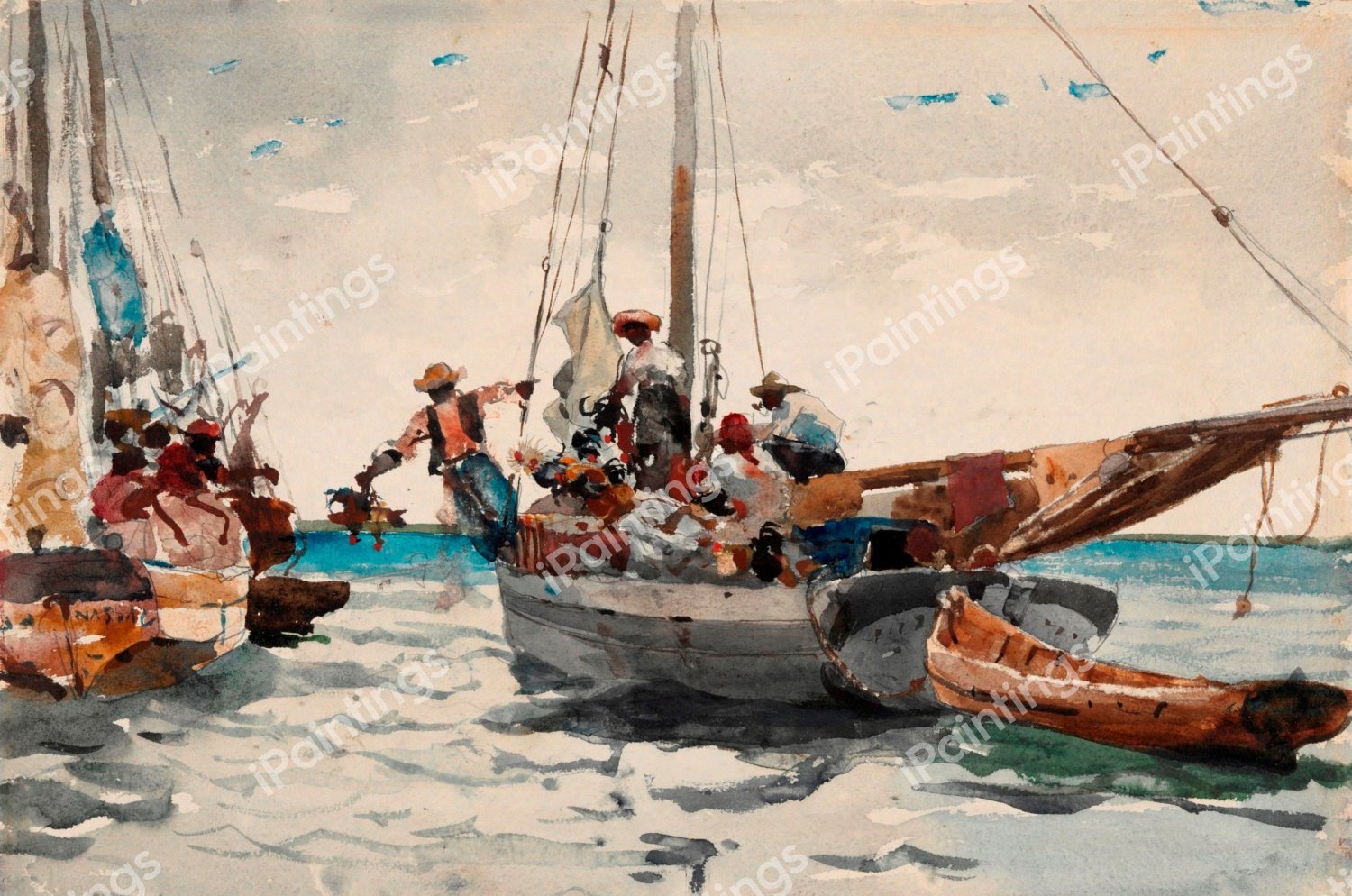 Market Scene Nassau. The painting by Winslow Homer