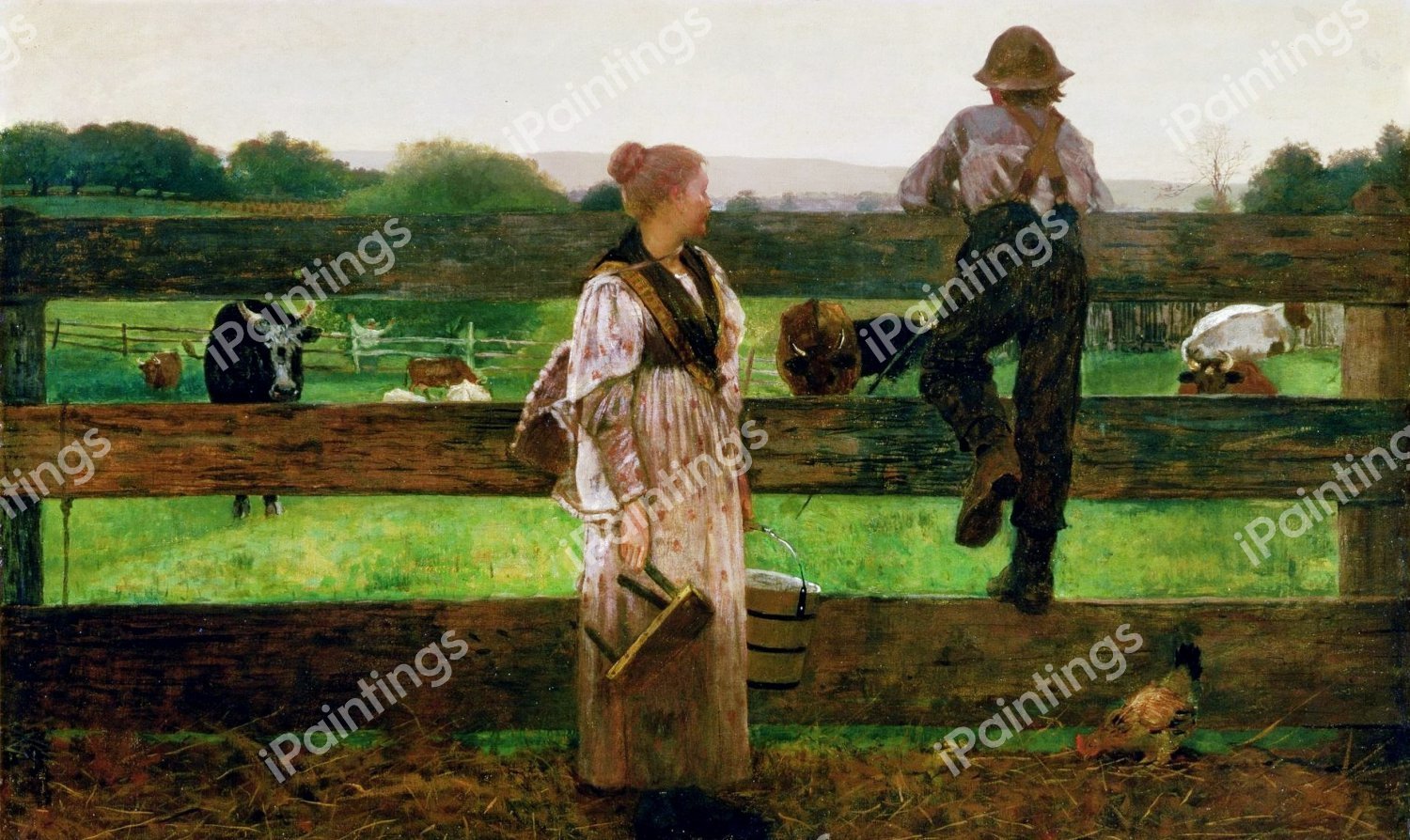 Milking Time. The painting by Winslow Homer