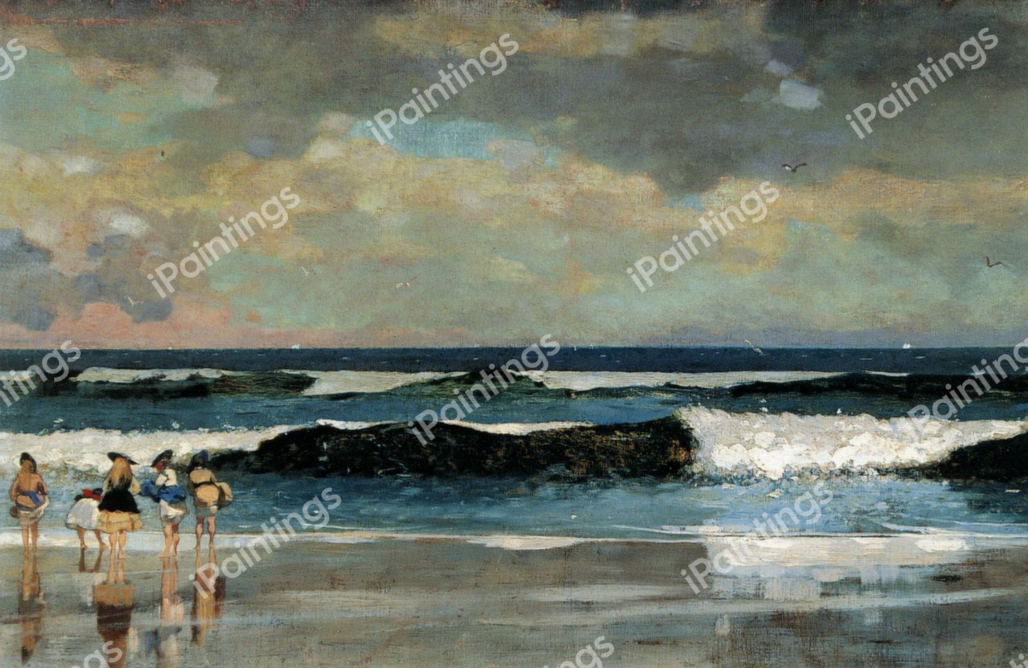 On the Beach. The painting by Winslow Homer