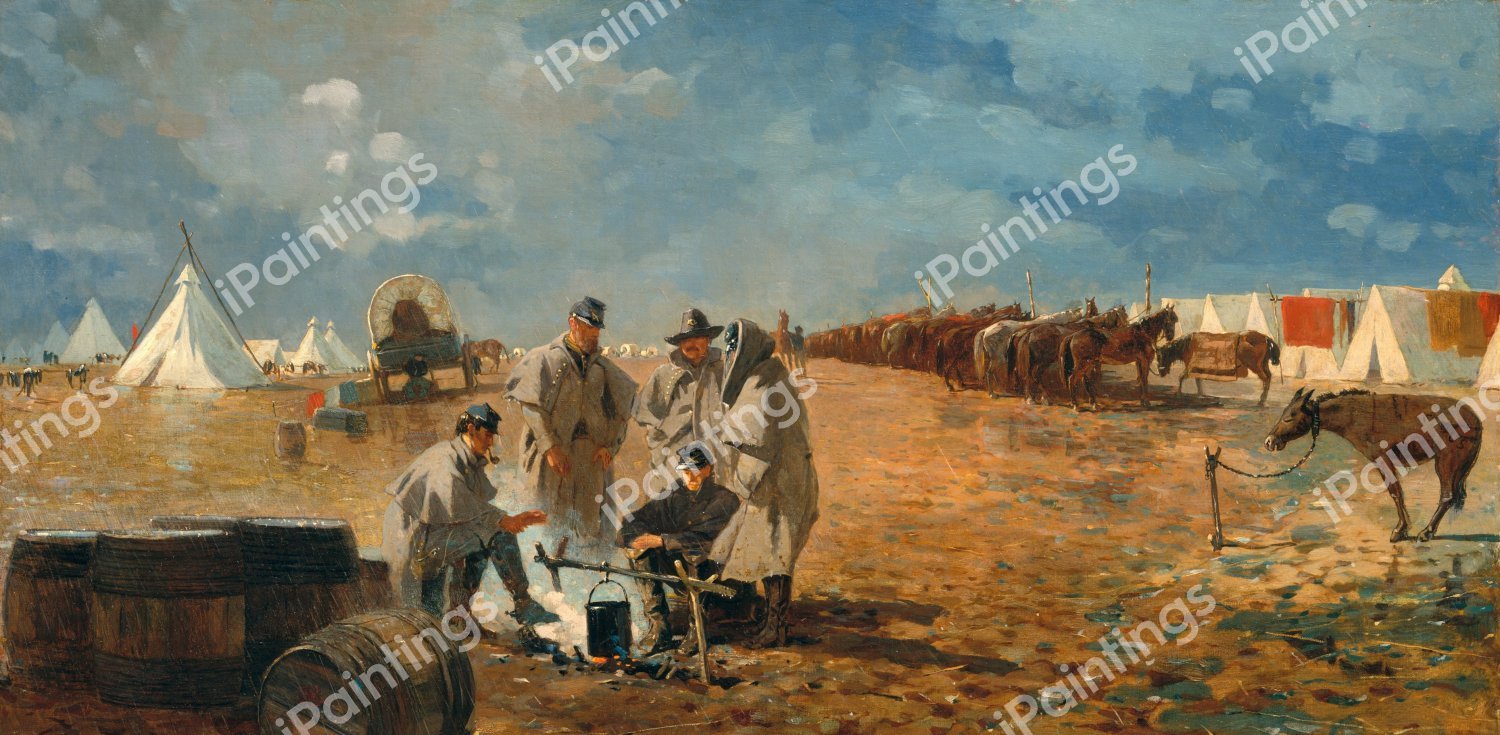 Rainy Day in Camp. The painting by Winslow Homer