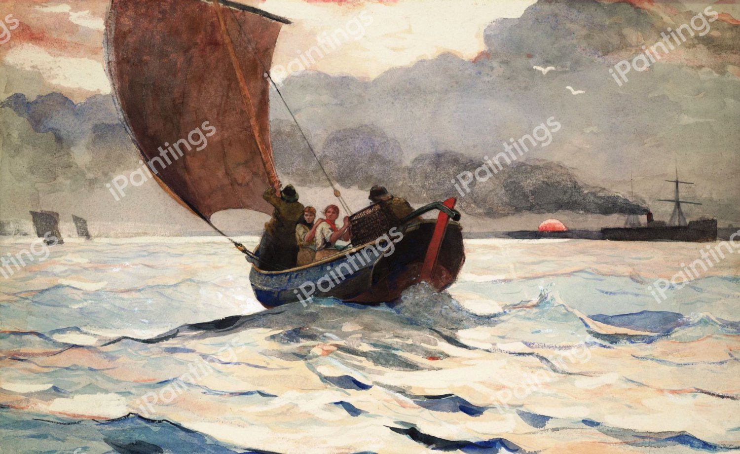 Returning Fishing Boats. The painting by Winslow Homer