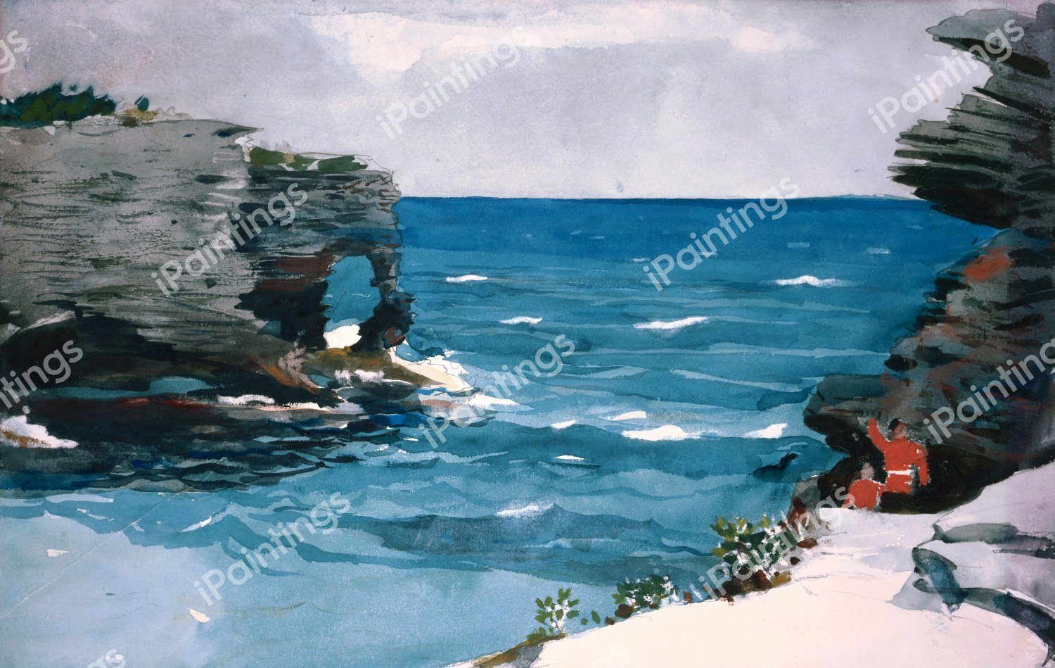 Rocky Shore, Bermuda. The painting by Winslow Homer