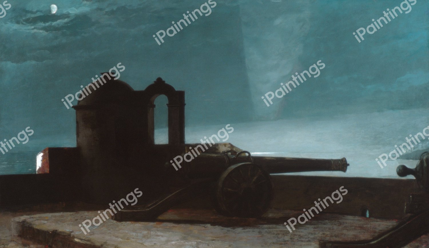 Searchlight on Harbor Entrance, Santiago de Cuba. The painting by Winslow Homer