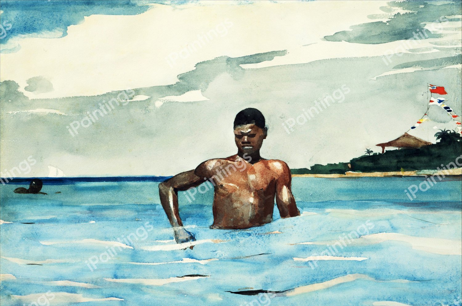 The Bather. The painting by Winslow Homer