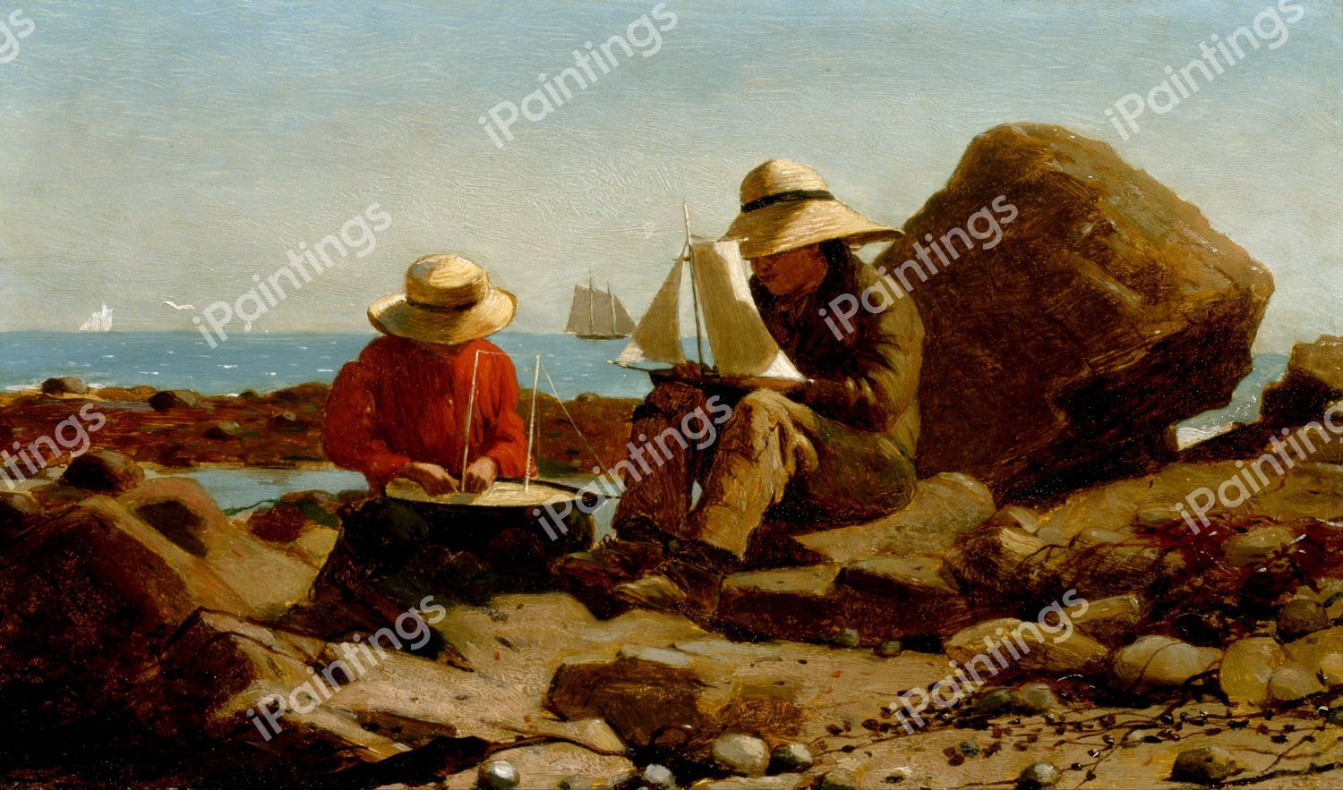 The Boat Builders. The painting by Winslow Homer
