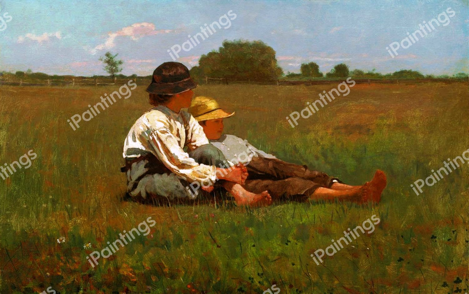 The Boys in a Pasture. The painting by Winslow Homer