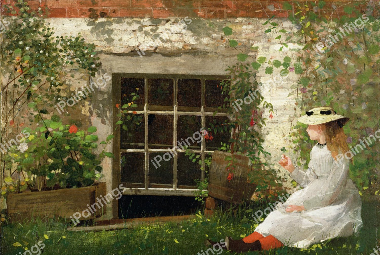The Four Leaf Clover. The painting by Winslow Homer