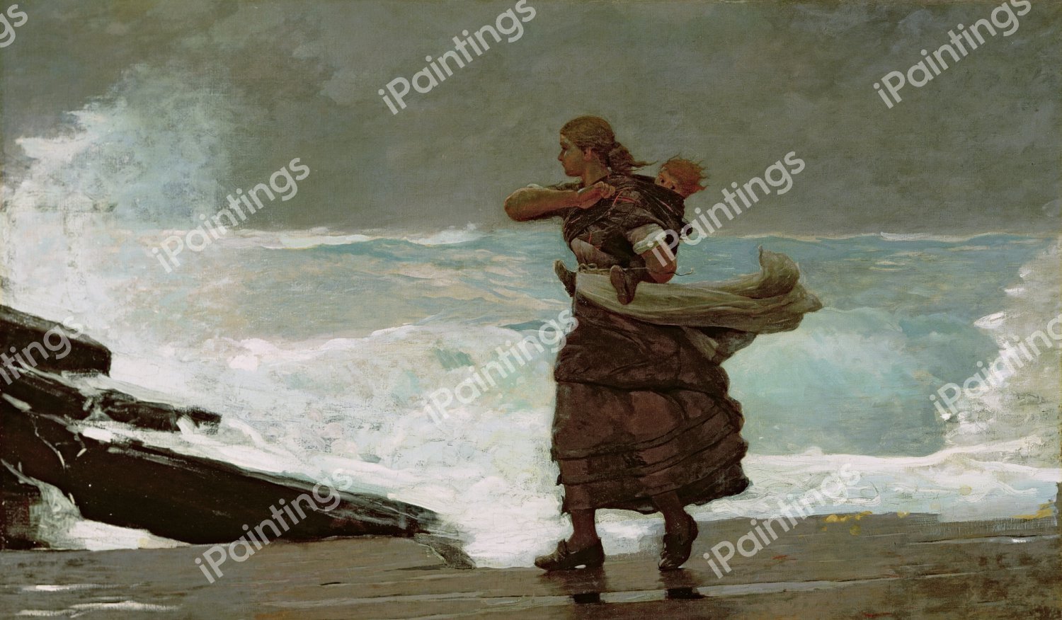 The Gale. The painting by Winslow Homer