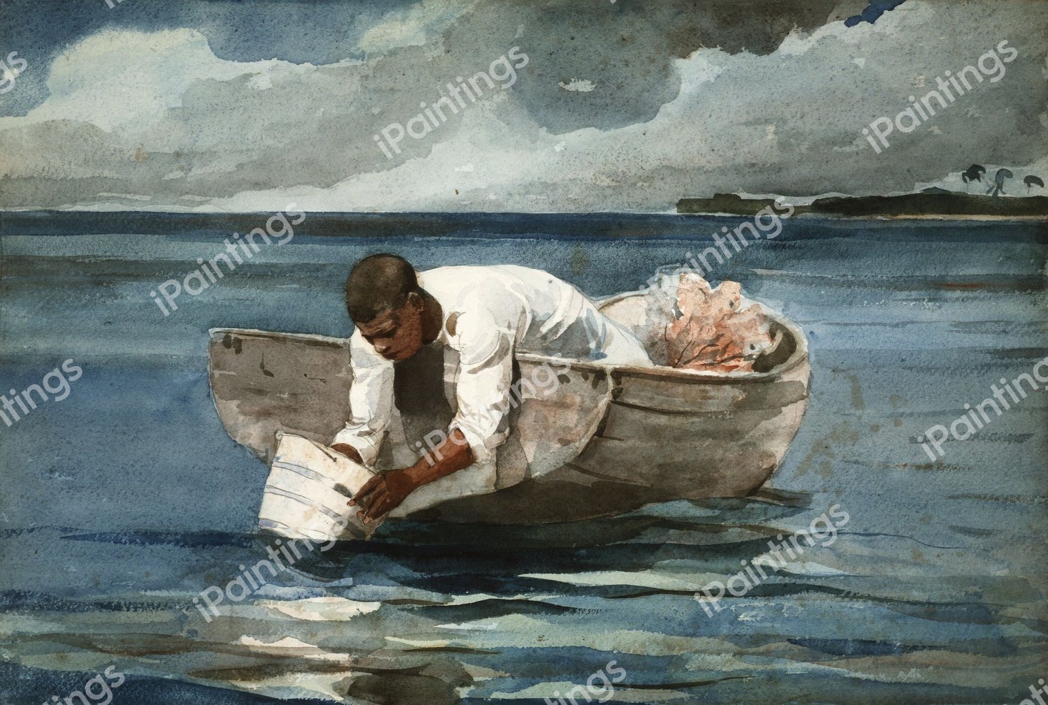 The Water Fan. The painting by Winslow Homer