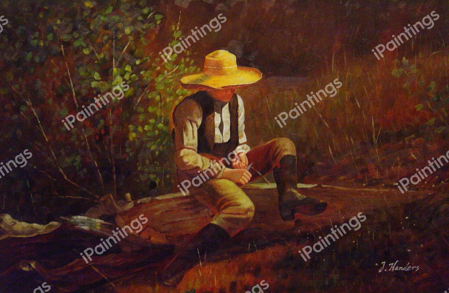 The Whittling Boy. The painting by Winslow Homer