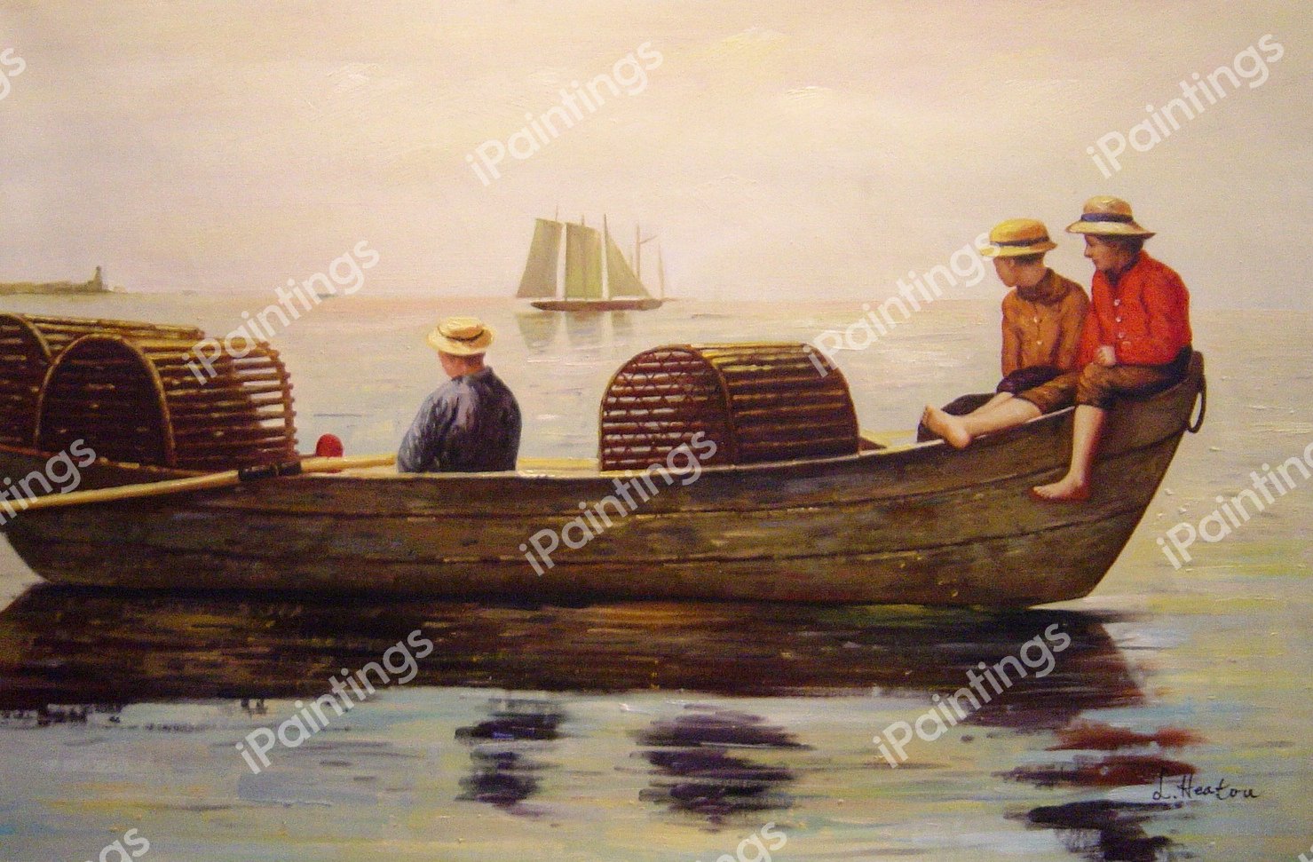 Three Boys In A Dory. The painting by Winslow Homer