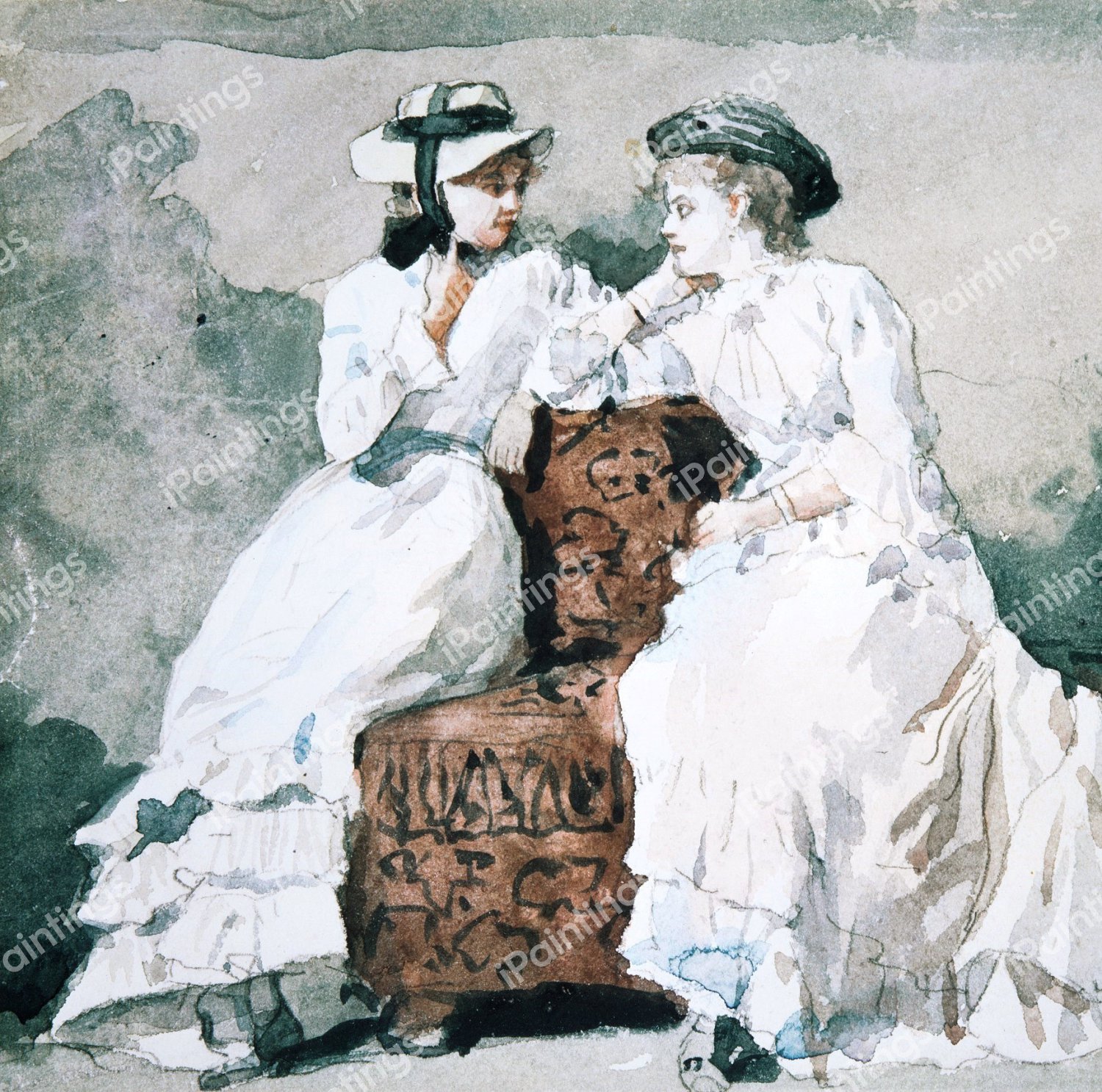 Two Ladies. The painting by Winslow Homer