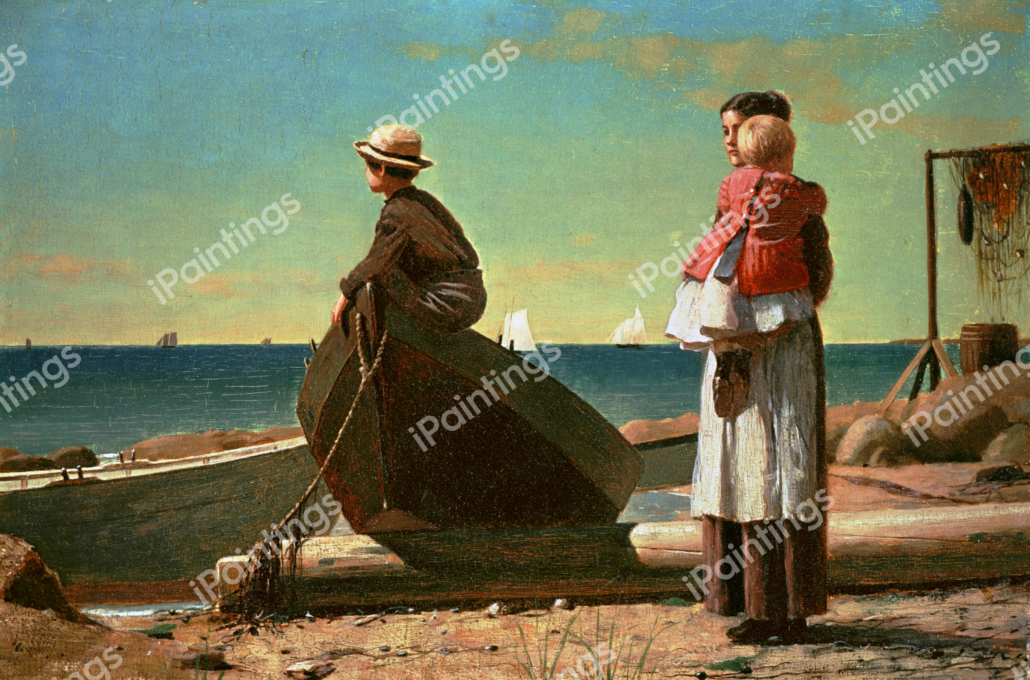 Waiting for Dad to Come Home. The painting by Winslow Homer