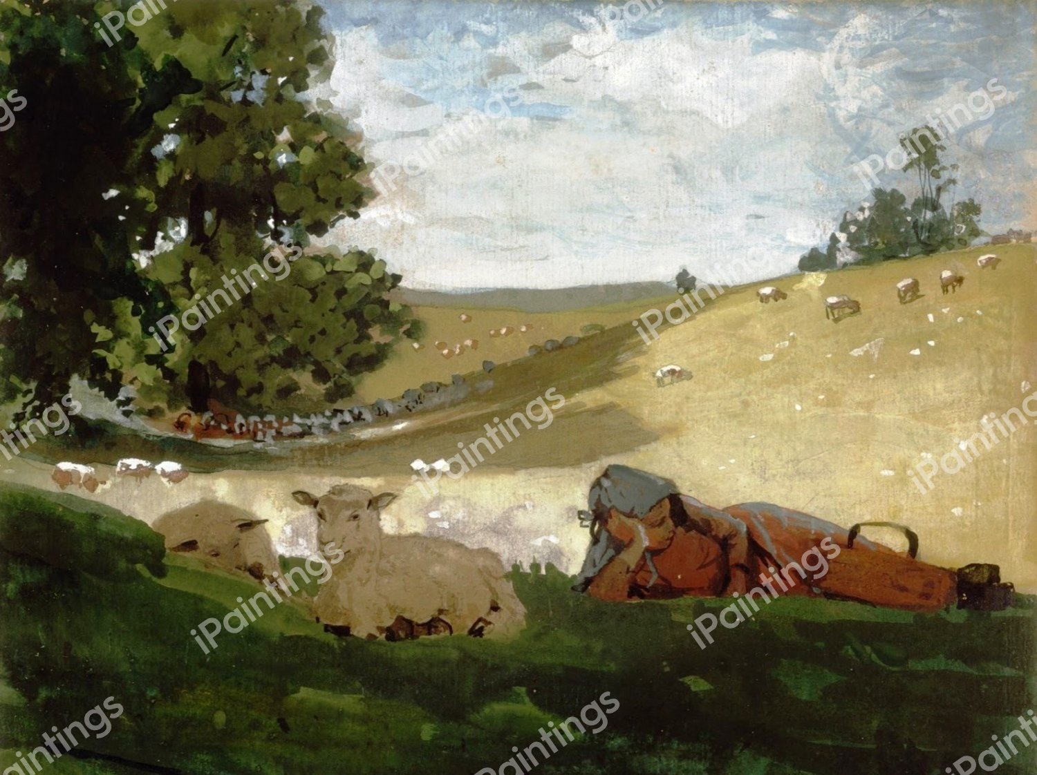 Warm Afternoon Shepherdess. The painting by Winslow Homer