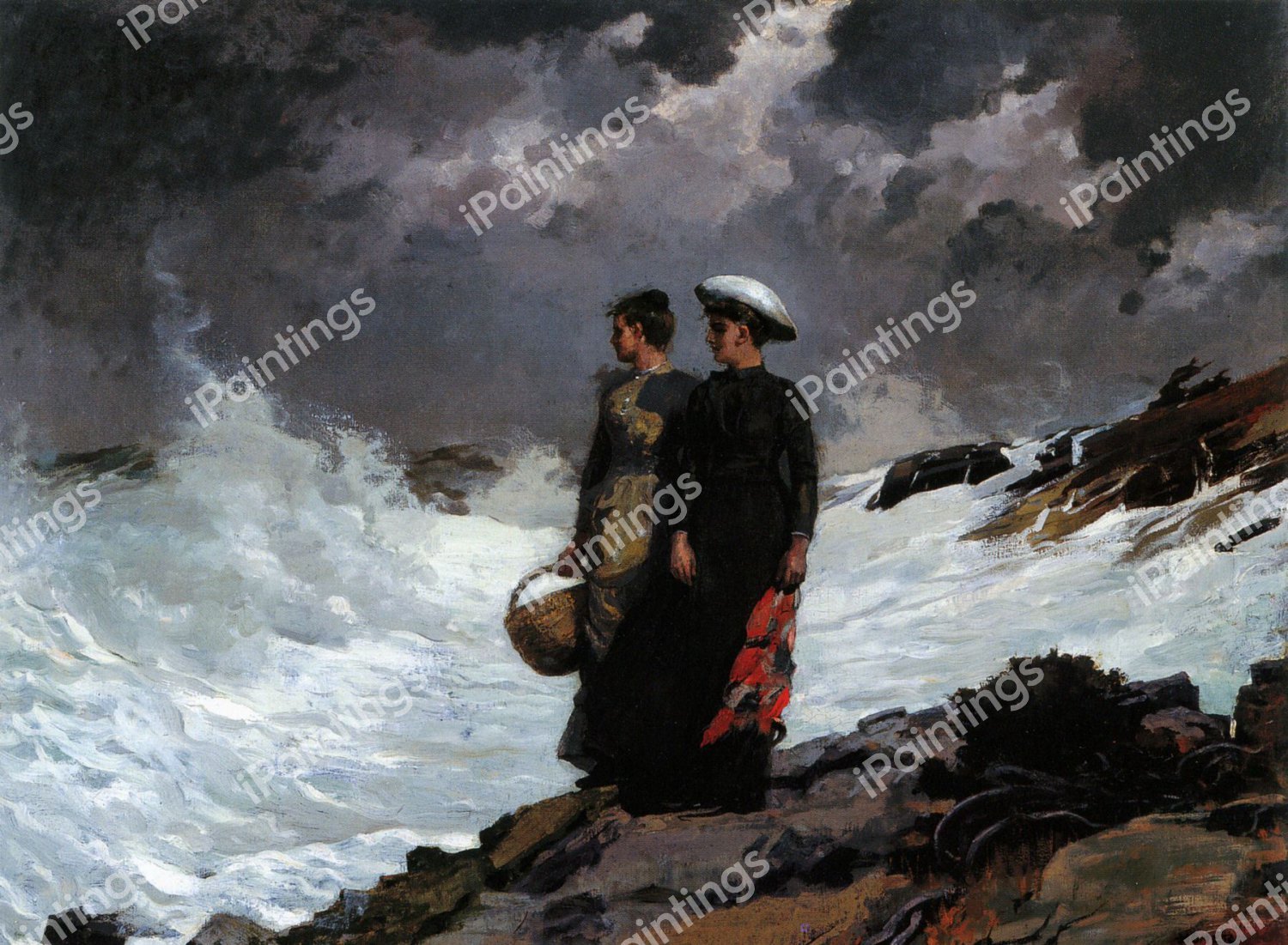 Watching The Breakers. The painting by Winslow Homer