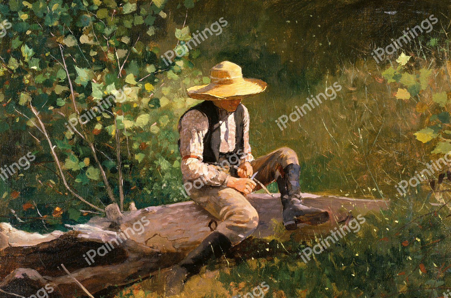 Whittling Boy. The painting by Winslow Homer