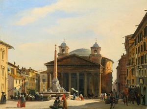 Ippolito Caffi, The Pantheon, Rome, Painting on canvas