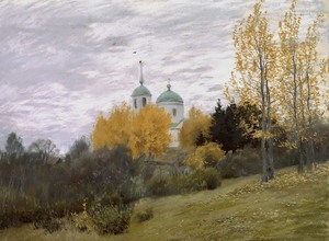 Isaac Levitan, Autumn Landscape with a Church, Painting on canvas