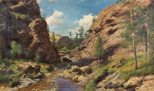 Ivan Avgustovich Veltz, Low Tide on the River, Caucuses, 1902, Art Reproduction
