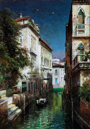 Venice in Moonlight, 1918, Ivan Avgustovich Veltz, Art Paintings