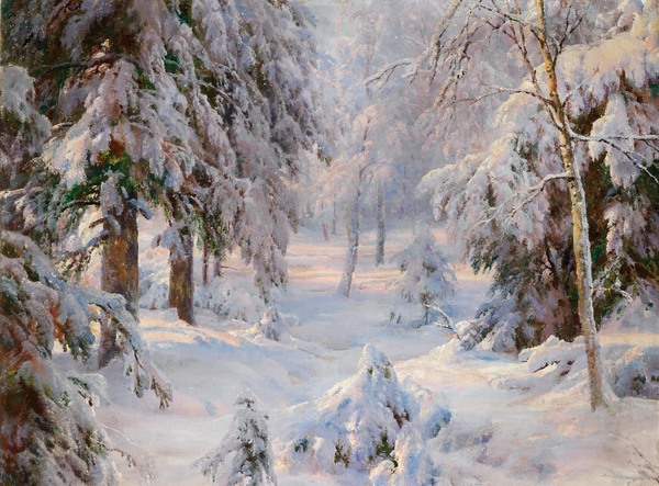 Winter Scene, 1919. The painting by Ivan Avgustovich Veltz