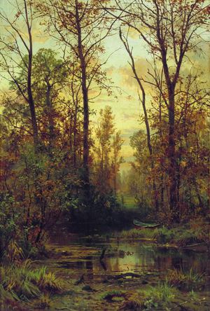 A Creek in the Forest, Ivan Ivanovich Shishkin, Art Paintings