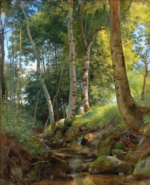 The Brook, Ivan Ivanovich Shishkin, Art Paintings