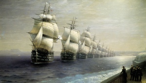 Ivan Konstantinovich Aivazovsky, A Review of the Black Sea Fleet in 1849, Painting on canvas