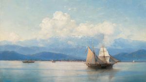 Ivan Konstantinovich Aivazovsky, A Ship Before the Caucasian Coast, Painting on canvas