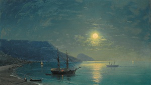 Ivan Konstantinovich Aivazovsky, An Evening in Crimea, Painting on canvas