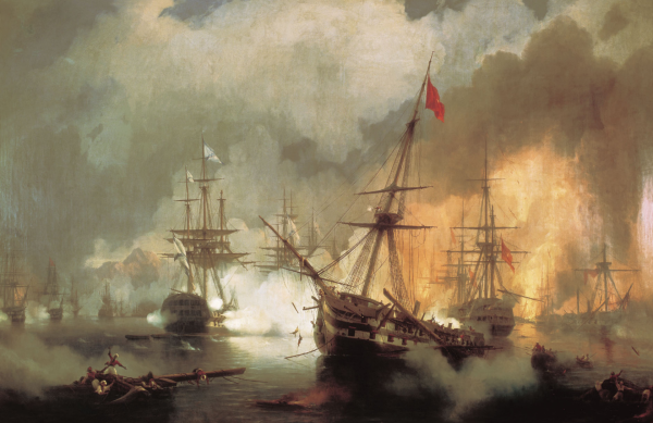 Battle of Navarino. The painting by Ivan Konstantinovich Aivazovsky