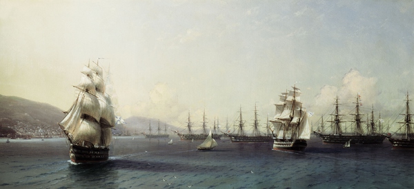 Black Sea Fleet in Feodosiya. The painting by Ivan Konstantinovich Aivazovsky