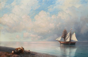 Famous paintings of Ships: Calm Early Evening Sea
