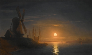 Ivan Konstantinovich Aivazovsky, Moonlight over the Dnieper, Painting on canvas