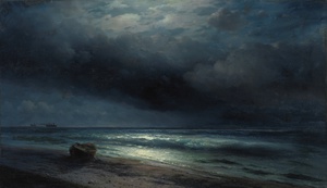 Moonlit Night at Sea, Ivan Konstantinovich Aivazovsky, Art Paintings