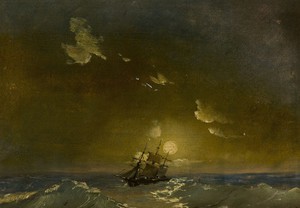 Famous paintings of Ships: Ship in Moonlit Waters