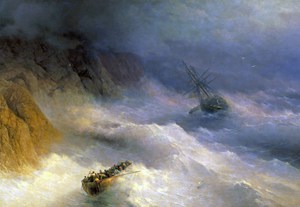 Famous paintings of Ships: Storm at Cape Aya