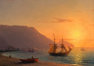 Ivan Konstantinovich Aivazovsky, Sunset, Crimea, Painting on canvas