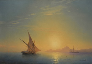Ivan Konstantinovich Aivazovsky, Sunset over Ischia, Painting on canvas