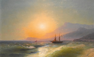 Ivan Konstantinovich Aivazovsky, View from Cap Martin with Monaco in the Distance, Painting on canvas
