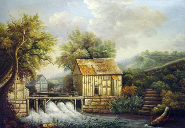 Two Watermills And An Open Sluice Near Singraven. The painting by Jacob Van Ruisdael