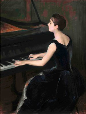 Famous paintings of Musicians: Portrait of Leontine Bordes-Pene at the Piano, 1890