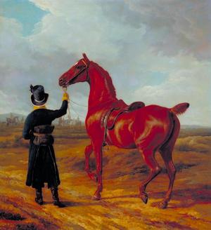 Jacques-Laurent Agasse, Lord Rivers's Groom Leading a Chestnut Hunter towards a Coursing Party, Art Reproduction